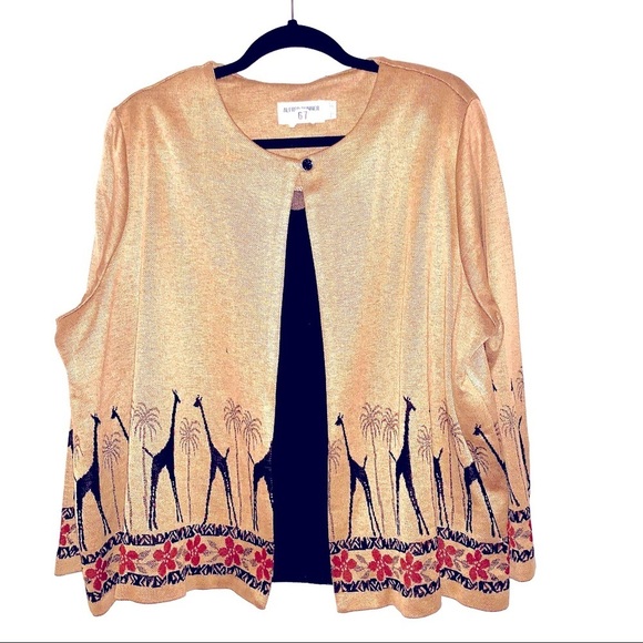 Alfred Dunner Sweaters - ALFRED DUNNER VINTAGE GIRAFFE 🦒 SWEATER CARDIGAN